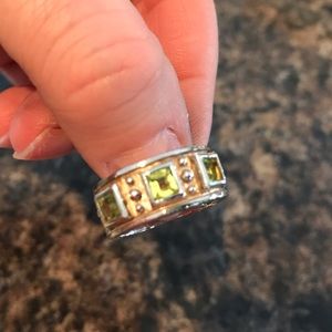 Silver and peridot ring